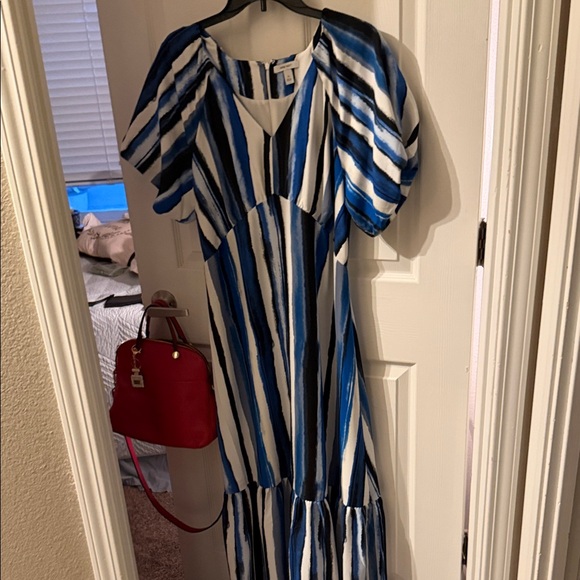 Nine West Asymmetrical Dress in Blue and White - Picture 1 of 5